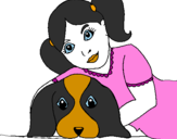Desenho Menina a abraçar o seu cão pintado por catarina