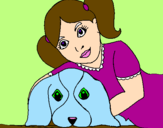 Desenho Menina a abraçar o seu cão pintado por natalia oliveira