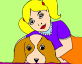 Desenho Menina a abraçar o seu cão pintado por louize