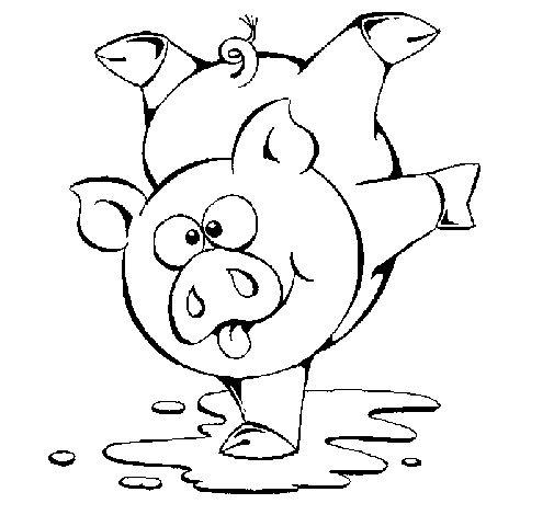 Desenho Porco a brincar pintado por sd