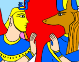 Desenho Ramses e Anubis pintado por nathan