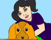 Desenho Menina a abraçar o seu cão pintado por   luiz 