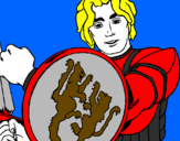 Desenho Cavaleiro com escudo de leão pintado por rafael
