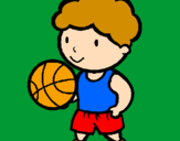 Desenho Jogador de basquete pintado por eva e mariana