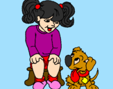 Desenho Menina com o seu cãozito pintado por ana  luiza