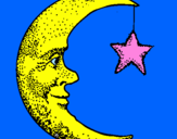 Desenho Lua e estrela pintado por marta