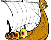 Desenho Barco viking pintado por navio pirata