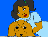 Desenho Menina a abraçar o seu cão pintado por Cauã Pepe