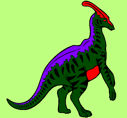 Desenho Parassaurolofo com riscas pintado por dinossauro rei