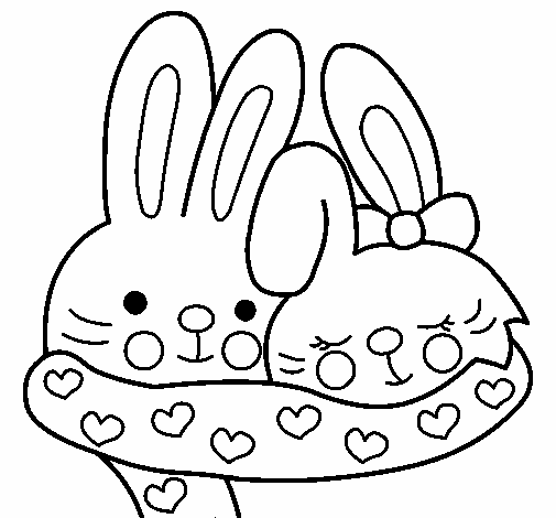 Desenho Coelhos apaixonados pintado por coelho