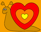 Desenho Caracol coração  pintado por Snoopy