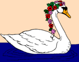 Desenho Cisne com flores pintado por L.R