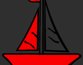 Desenho Barco veleiro pintado por flamengo