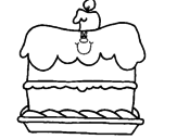 Desenho Bolo de aniversário pintado por bolo