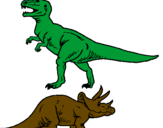 Desenho Tricerátopo e tiranossauro rex pintado por T-rex vs Triceratops