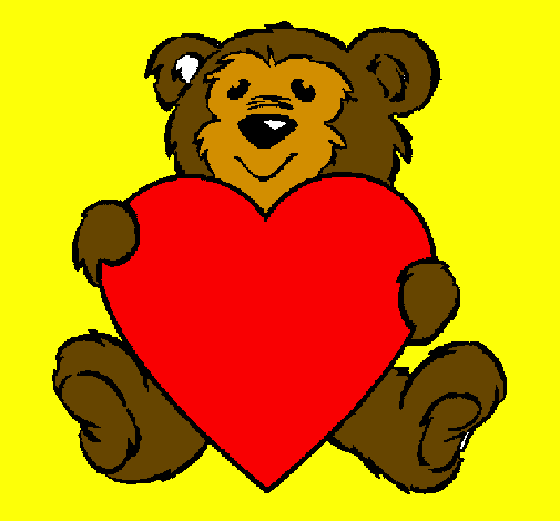 Desenho Urso apaixonado pintado por urso do  coração
