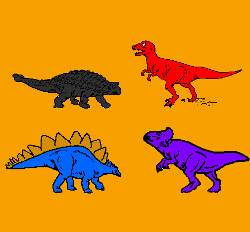Desenho Dinossauros de terra pintado por dragão voador