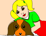 Desenho Menina a abraçar o seu cão pintado por camilly