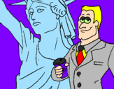 Desenho Estados Unidos da América pintado por estatua da liberdade