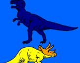 Desenho Tricerátopo e tiranossauro rex pintado por Nick Baldino