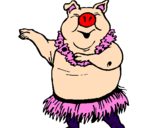Desenho Porco havaiano pintado por Gonçalo Faria