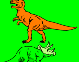 Desenho Tricerátopo e tiranossauro rex pintado por Espinossauro verdadeiro