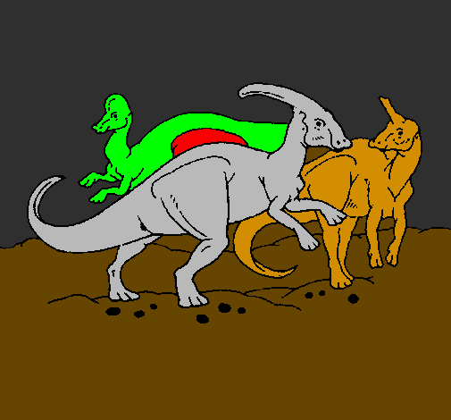 Desenho Manada de herbívoros pintado por cabu do dinossauro rei