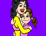 Desenho Mãe e filha abraçaram pintado por te amo dimais