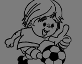 Desenho Rapaz a jogar futebol pintado por jhon kerly barbosa d sant