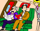 Desenho Passageiros no avião pintado por onca