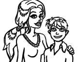 Desenho Mãe e filho  pintado por Gonçalo