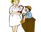 Desenho Enfermeira e menino pintado por sarah