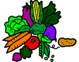 Desenho verduras pintado por Quejim