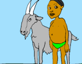 Desenho Cabra e criança africana pintado por jehnifer10.000gata