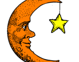 Desenho Lua e estrela pintado por bibi duarte