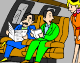 Desenho Passageiros no avião pintado por priscila guimaraes