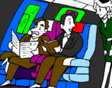Desenho Passageiros no avião pintado por vini