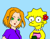 Desenho Sakura e Lisa pintado por valeria