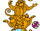 Desenho Macacos a fazer malabarismos pintado por Dani