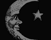 Desenho Lua e estrela pintado por DJR(DJ.ROSIVAN)