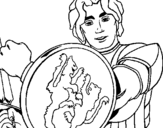 Desenho Cavaleiro com escudo de leão pintado por filllipe