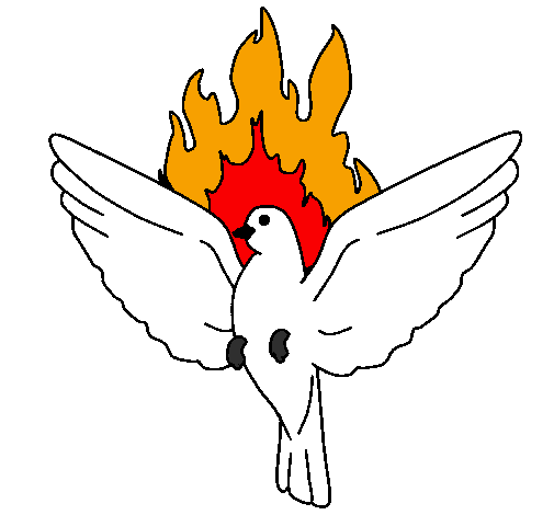 Desenho Pomba Pentecostal pintado por pomba branca