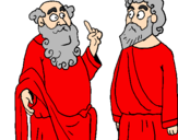 Desenho Sócrates e Platão pintado por ADELIO