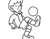 Desenho Futebol pintado por menino com bola