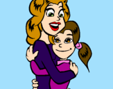 Desenho Mãe e filha abraçaram pintado por gif.com