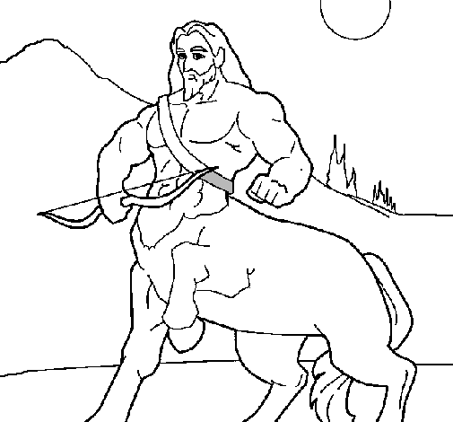 Desenho Centauro com arco pintado por asdfghjk