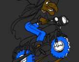 Desenho Bruxa numa moto pintado por biel