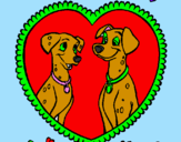 Desenho Dalmatas apaixonados pintado por cachorros se amando