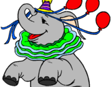 Desenho Elefante com 3 balões pintado por Cássia