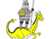 Desenho Cavaleiro São Jorge e o dragão pintado por keven